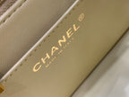 SMALL FLAP BAG 24CM TOP HANDLE LIME LAMBSKIN GOLD HARDWARE