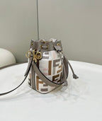 ff mon tresor bucket bag 18cm grey leather ff motif