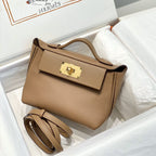 HM Mini 24 Sur 24 Bag 21cm Brown Swift Cowhide Gold Hardware 250274