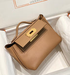 HM Mini 24 Sur 24 Bag 21cm Brown Swift Cowhide Gold Hardware 250274