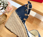 VLogo Rockstud Espadrille Dark Blue Leather 692180