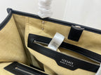 Versace Beige Raffia Tote Bag 40 With Black Cowhide Handle 175562