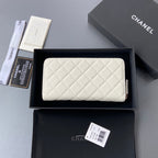 CC A3185 Long Zipper White Caviar Diamond Hardware  229636