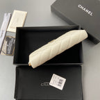CC A3185 Long Zipper White Caviar Diamond Hardware  229636