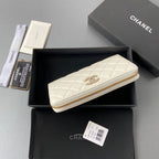 CC A3185 Long Zipper White Caviar Diamond Hardware  229636