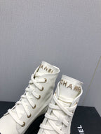 MARTIN SHORT BOOTS WHITE MIX BLACK LAMBSKIN