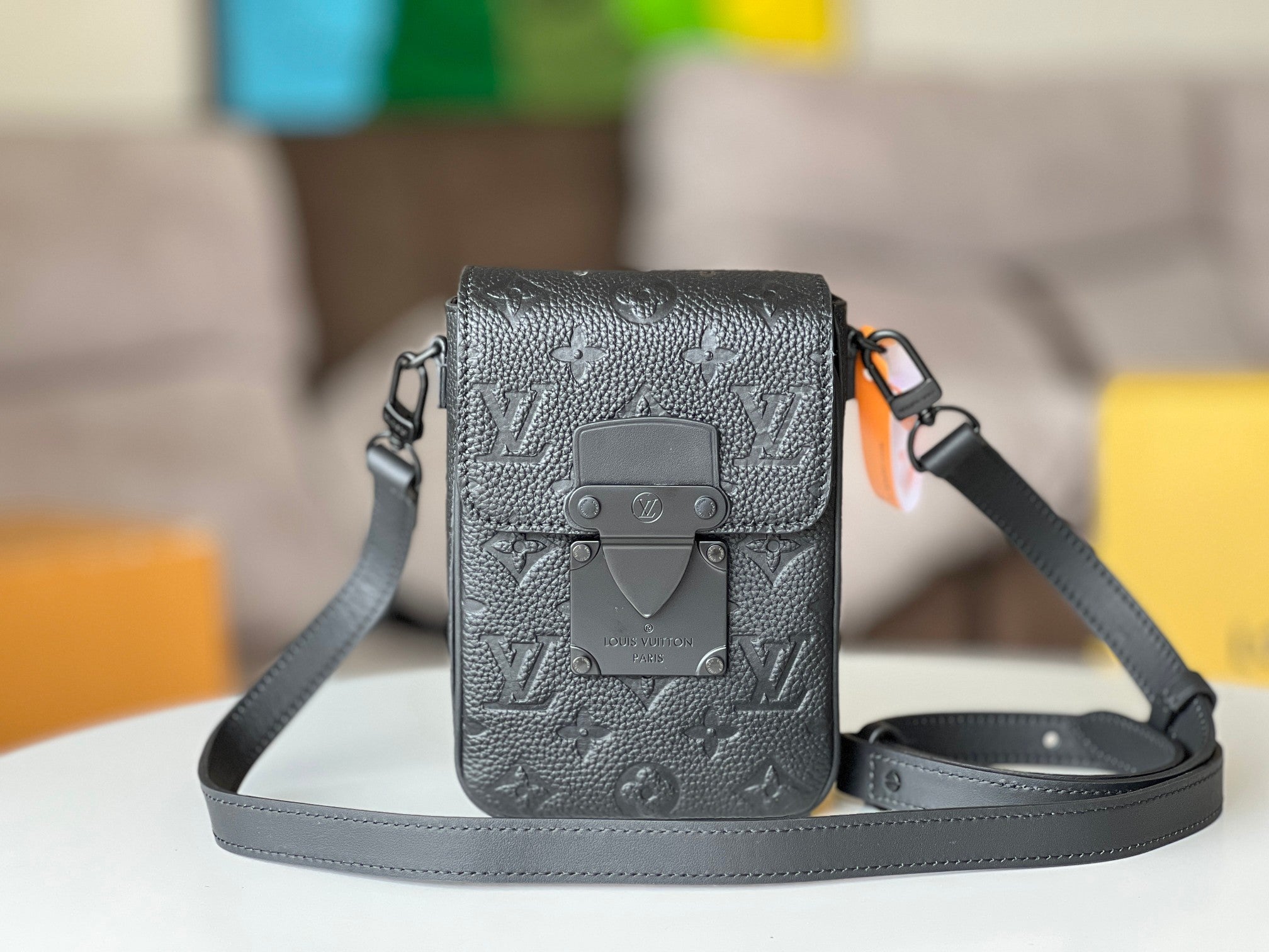 Lv S-Lock Vertical Wearable Wallet Black Taurillon Monogram Leather