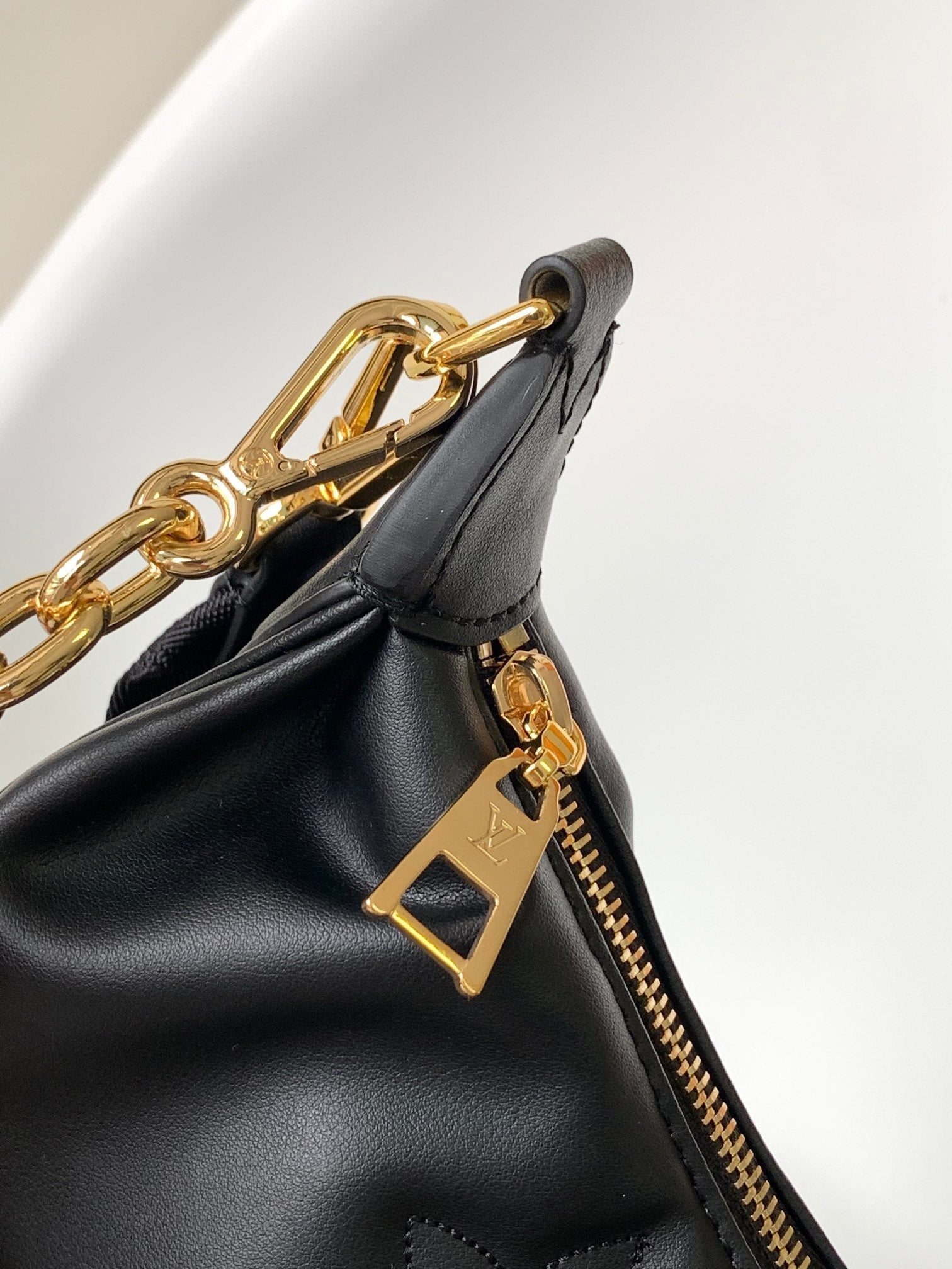LV Over The Moon Handbag 27.5cm Black Embroidered Smooth Calfskin