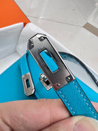 HM KELLY POCHETTE 22CM CERULEAN SWIFT SILVER HARDWARE