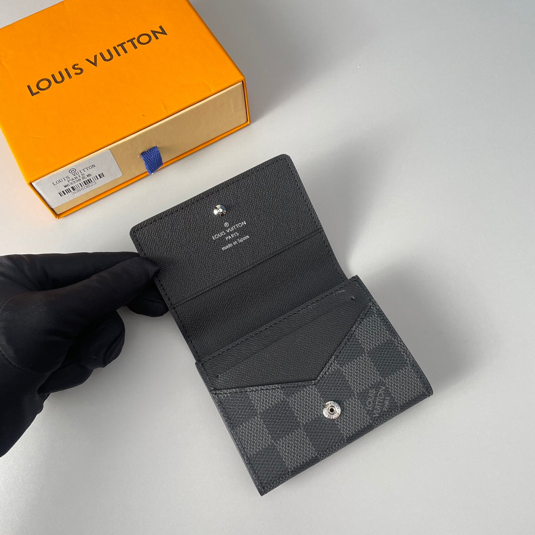 LV Enveloppe Carte De Visite Card Holder Damier Graphite Canvas 221501