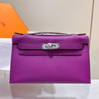 HM KELLY POCHETTE 22CM PURPLE SWIFT SILVER HARDWARE
