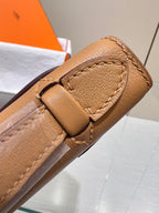 HM KELLY POCHETTE 22CM BROWN SWIFT SILVER HARDWARE