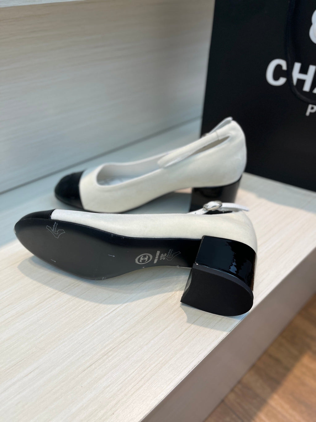 mary janes ivory black velvet