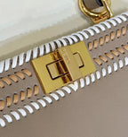 PEEKABOO ISEEU 27 IN MEDIUM BROWN INTERLACED CALFSKIN GOLD HARDWARE