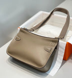 HM JYPSIERE SHOULDER BAG 23 IN WOOD BROWN CALFSKIN SILVER HARDWARE