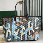 SAINT LOUIS PM BAG 34 IN BLUE LETTRES CAMOUFLAGE GOYARDINE CANVAS