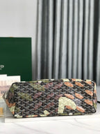 SAINT LOUIS PM BAG 34 IN GREEN LETTRES CAMOUFLAGE GOYARDINE CANVAS