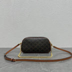 Celine Mini Camera Shoulder Bag Triomphe Black Brown Canvas & Calfskin