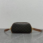 Celine Mini Camera Shoulder Bag Triomphe Black Brown Canvas & Calfskin