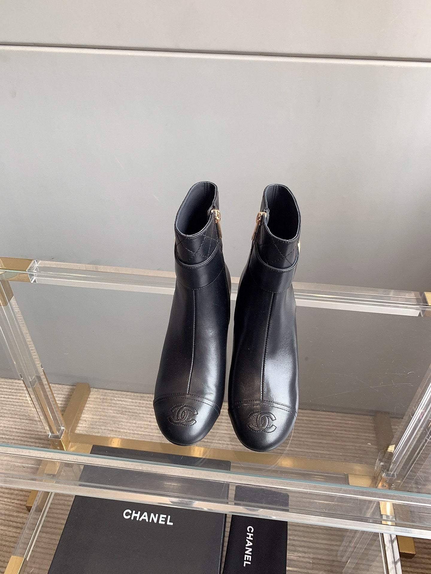 CC Square Toe Ankle Boots 70mm Black Cowhide 464564