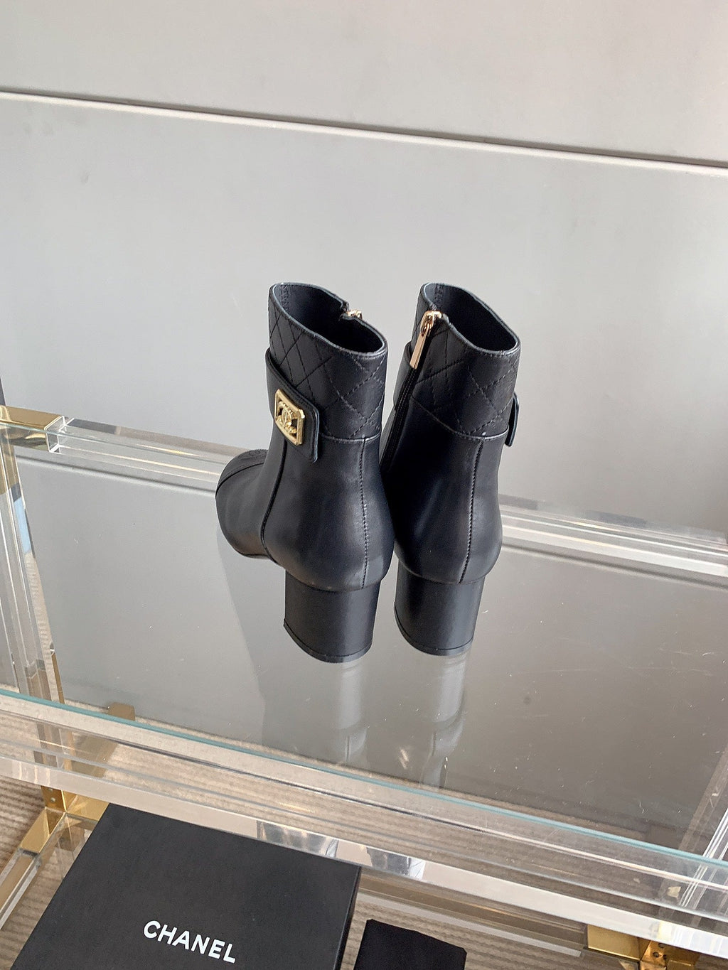 CC Square Toe Ankle Boots 70mm Black Cowhide 464564