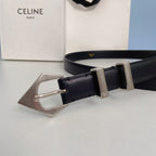 Medium Spike Belt 25mm Black Calfskin Loop Silver Silver Finishing