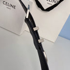 Medium Spike Belt 25mm Black Calfskin Loop Silver Silver Finishing