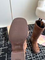 Miu Classic Runway Boots Brown Suede 455906