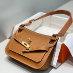 HM JYPSIERE SHOULDER BAG 23 IN TAWNY BROWN CALFSKIN GOLD HARDWARE