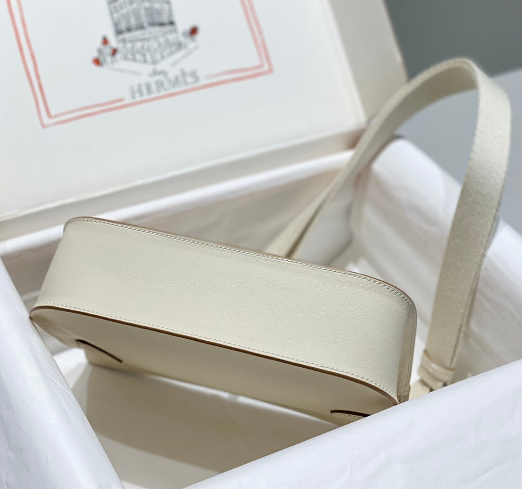 KELLY 23CM JYPSIERE WHITE LEATHER CROSSBODY BAG SHW
