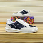 LV TRAINER SHOES BLACK MONOGRAM JACQUARD AND WHITE CALFSKIN