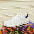 LV TRAINER SHOES WHITE MONOGRAM JACQUARD AND CALFSKIN