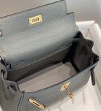 HM Mini Kelly 20cm Gris Meyer Togo Leather Gold Hardware