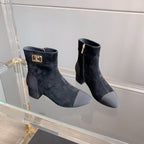 CC Low-Cut Logo Ankle Boots 50mm Black Suede Frabic 464557