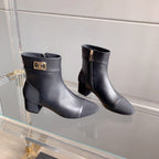 CC Low-Cut Logo Ankle Boots 50mm Black Sheepskin Frabic 464558