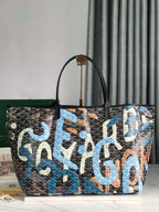 SAINT LOUIS GM BAG 40 IN BLUE LETTRES CAMOUFLAGE GOYARDINE CANVAS