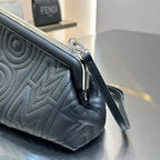 FENDI FIRST MINI 25 IN BLACK CALFSKIN BAG SILVER HARDWARE