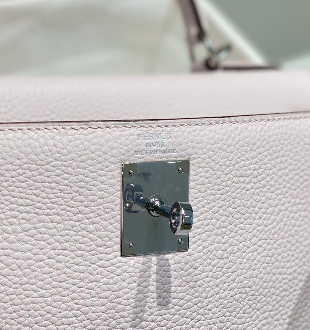 HM KELLY 28CM LIGHT PINK TOGO SILVER HARDWARE