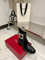 Viv Short Diamond Boots Black Cowhide 365202