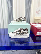 One Stud Xl Low-Top Sneaker Beige Black Nappa Leather And Toile Iconographe Fabric