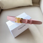 CL MEDIUM 25 MM TRIOMPHE BELT IN PEACHY PINK LEATHER GOLD HARDWARE