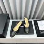 CC Slingback Flat Black Beige Lambskin