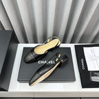 CC Slingback Flat Black Beige Lambskin