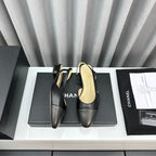 CC Slingback Flat Black Beige Lambskin