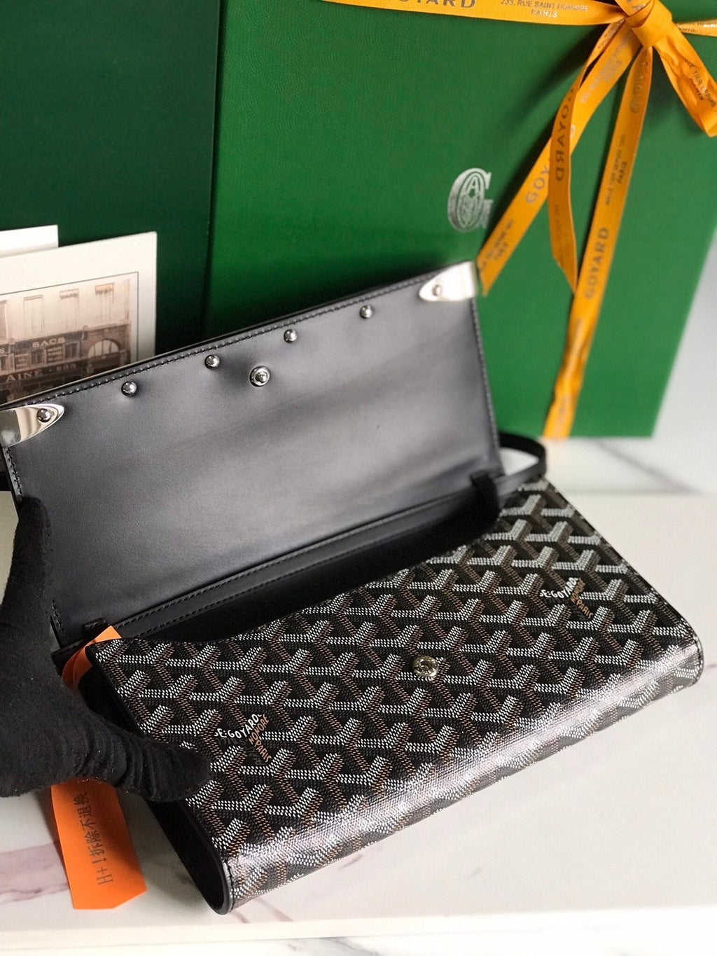 MONTE-CARLO PM CLUTCH 25 IN BLACK GOYARDINE CANVAS