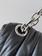 MONACO BAG 43 IN BLACK QUILTED THIN CALFSKIN SILVER HARDWARE