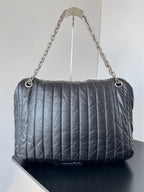 MONACO BAG 43 IN BLACK QUILTED THIN CALFSKIN SILVER HARDWARE