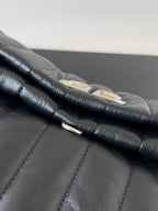MONACO BAG 32 IN BLACK QUILTED THIN CALFSKIN SILVER HARDWARE