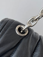 MONACO BAG 32 IN BLACK QUILTED THIN CALFSKIN SILVER HARDWARE
