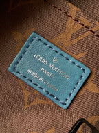 LV 21s Keepall Bandoulière 25 Blue Monogram Canvas & Cowhide